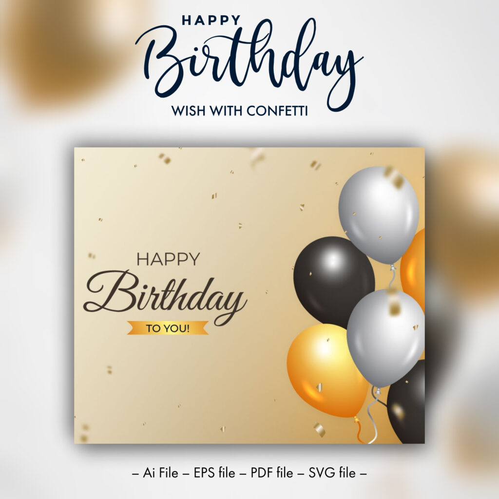 Happy Birthday Wish with Confetti – MasterBundles