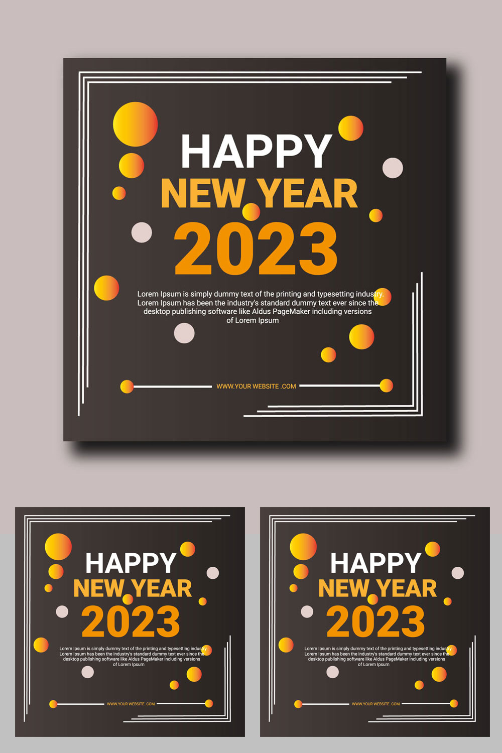 Happy New Year 2023 Social Media Post Template Design Pinterest Collage image.