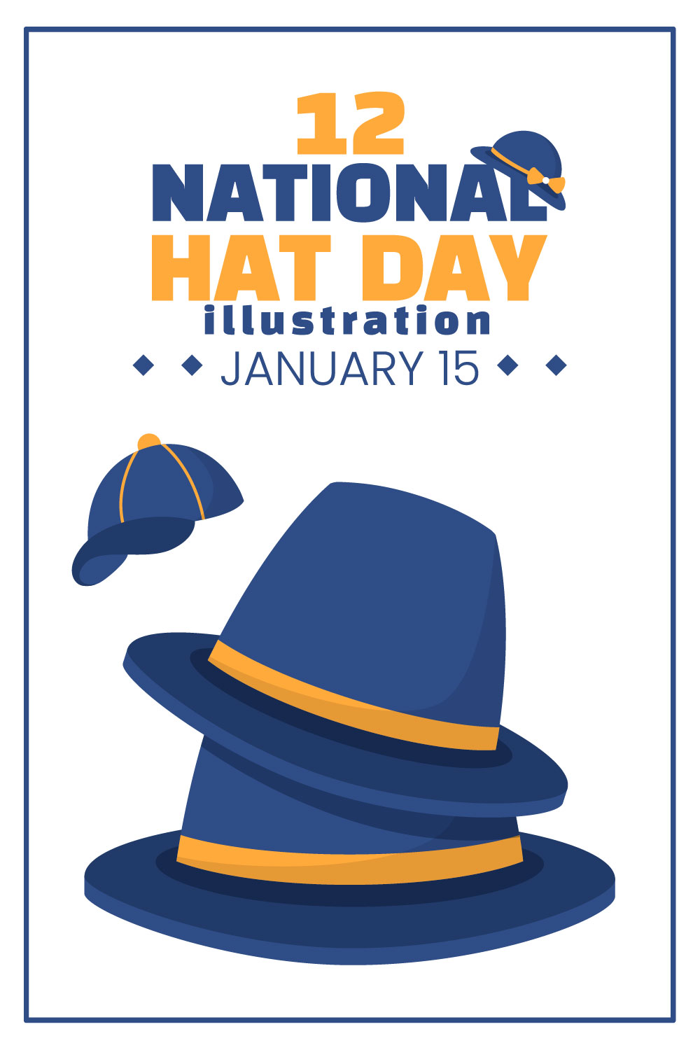 National Hat Day Illustration pinterest image.