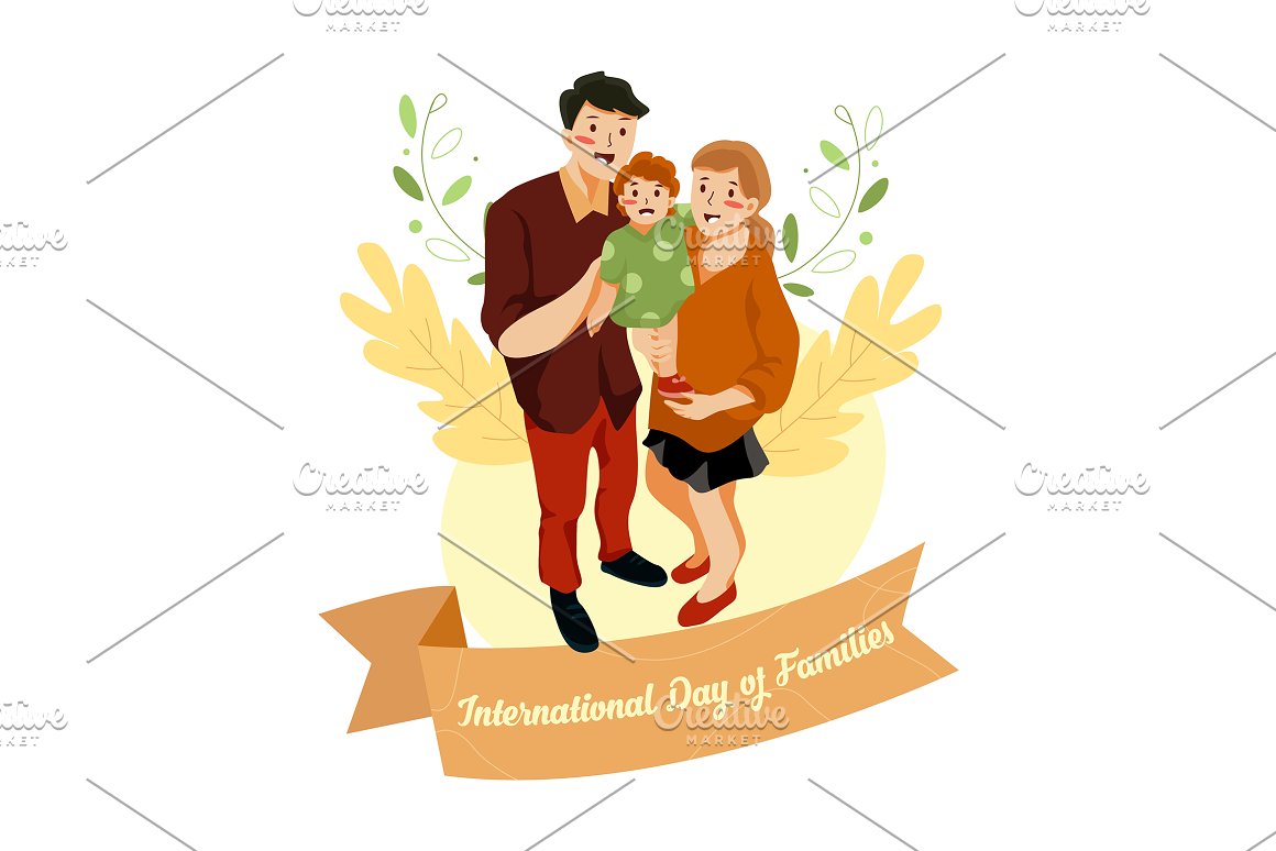 Beautiful illustration of family on a white backgroound.