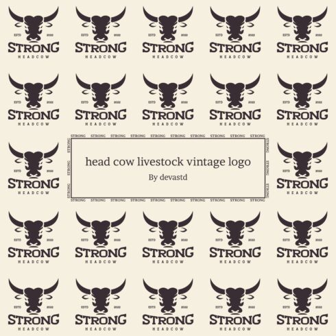 head cow livestock vintage logo.