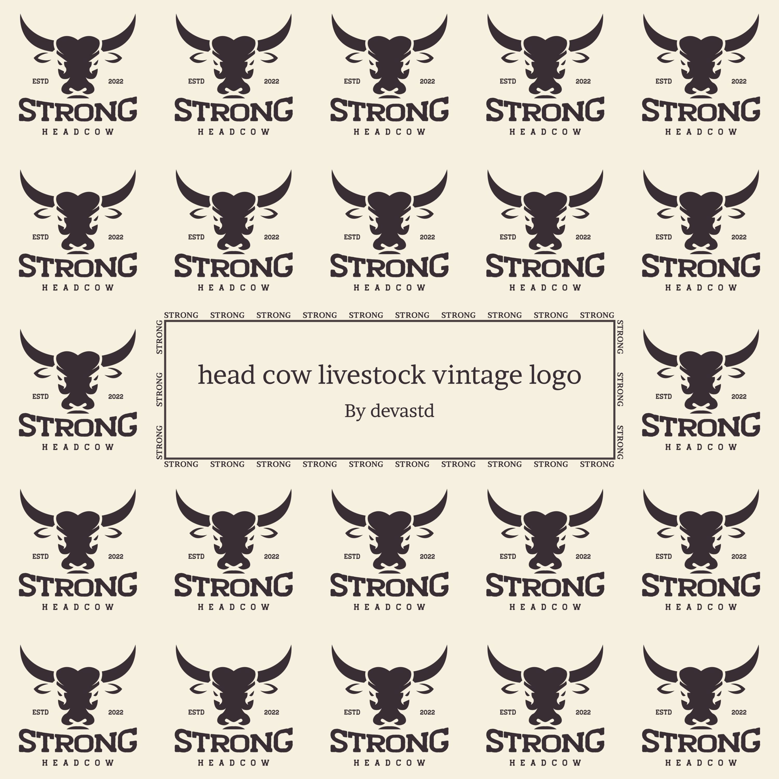 head cow livestock vintage logo.