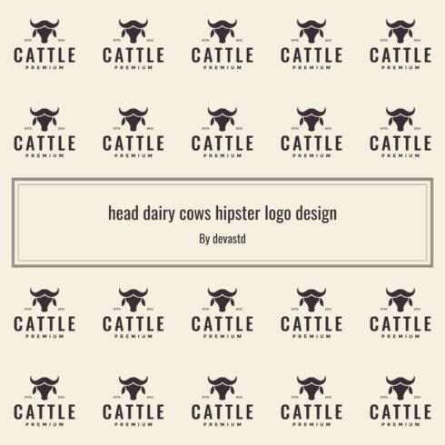 Head Dairy Cows Hipster Logo Design.