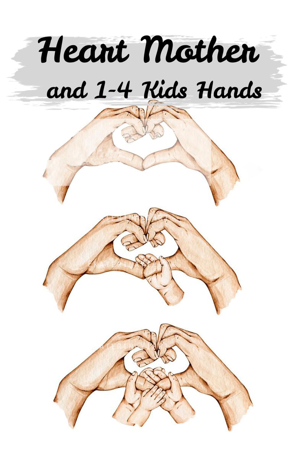 Heart Mother And 1-4 Kids Hands - Pinterest.