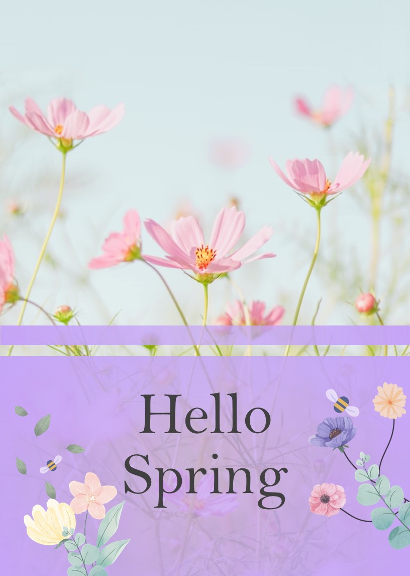 Image of a colorful presentation slide on the theme of the coming of spring.