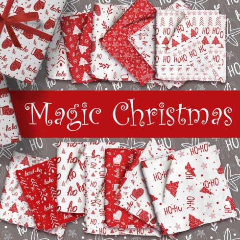 Magic Christmas Digital Paper Set Design cover image.