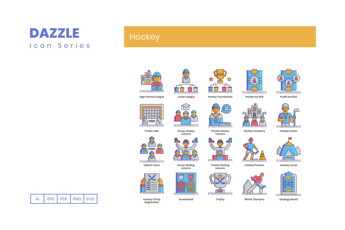 Hockey collection of 20 different icons.