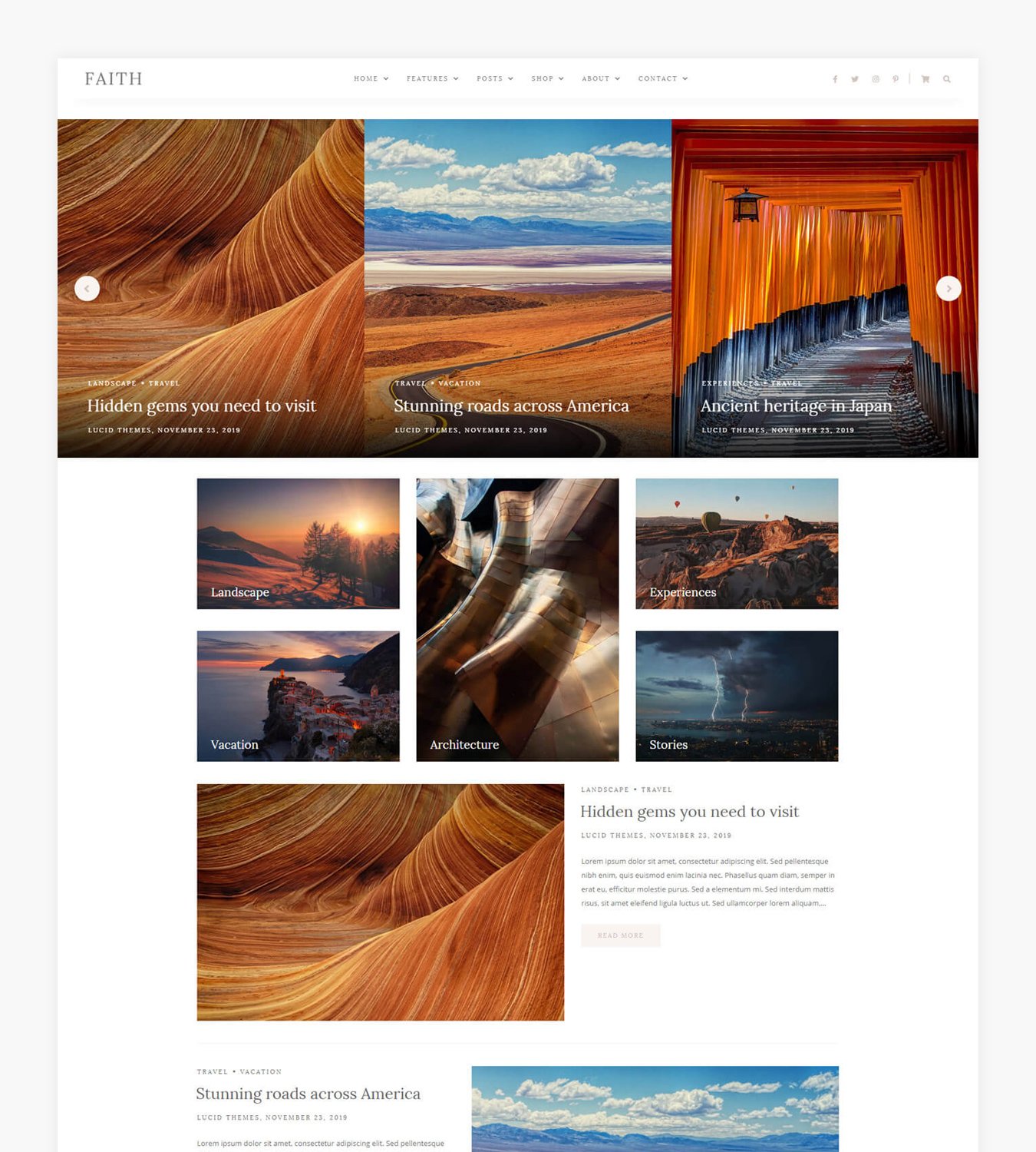 Use this pretty and comfortable template for your travel portfolio.
