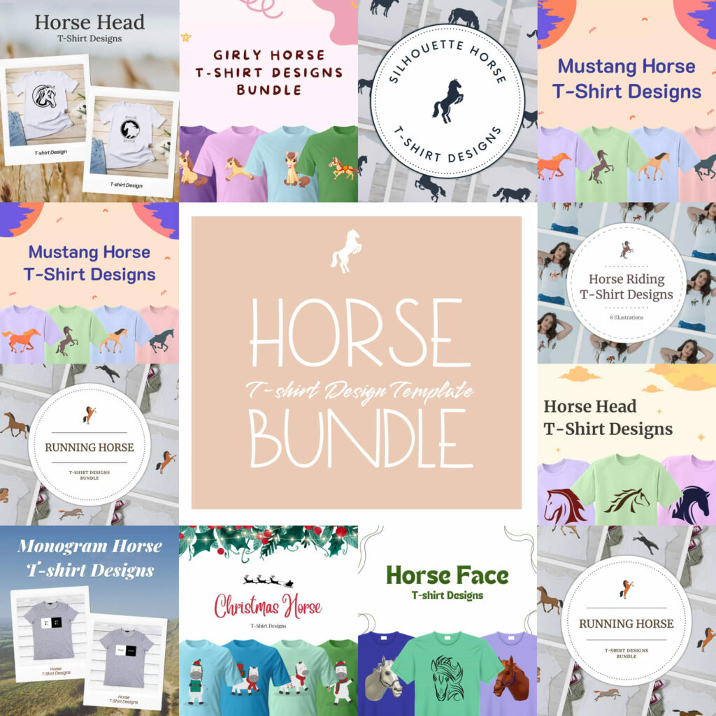 Horse T shirt Design Templates Bundle MasterBundles