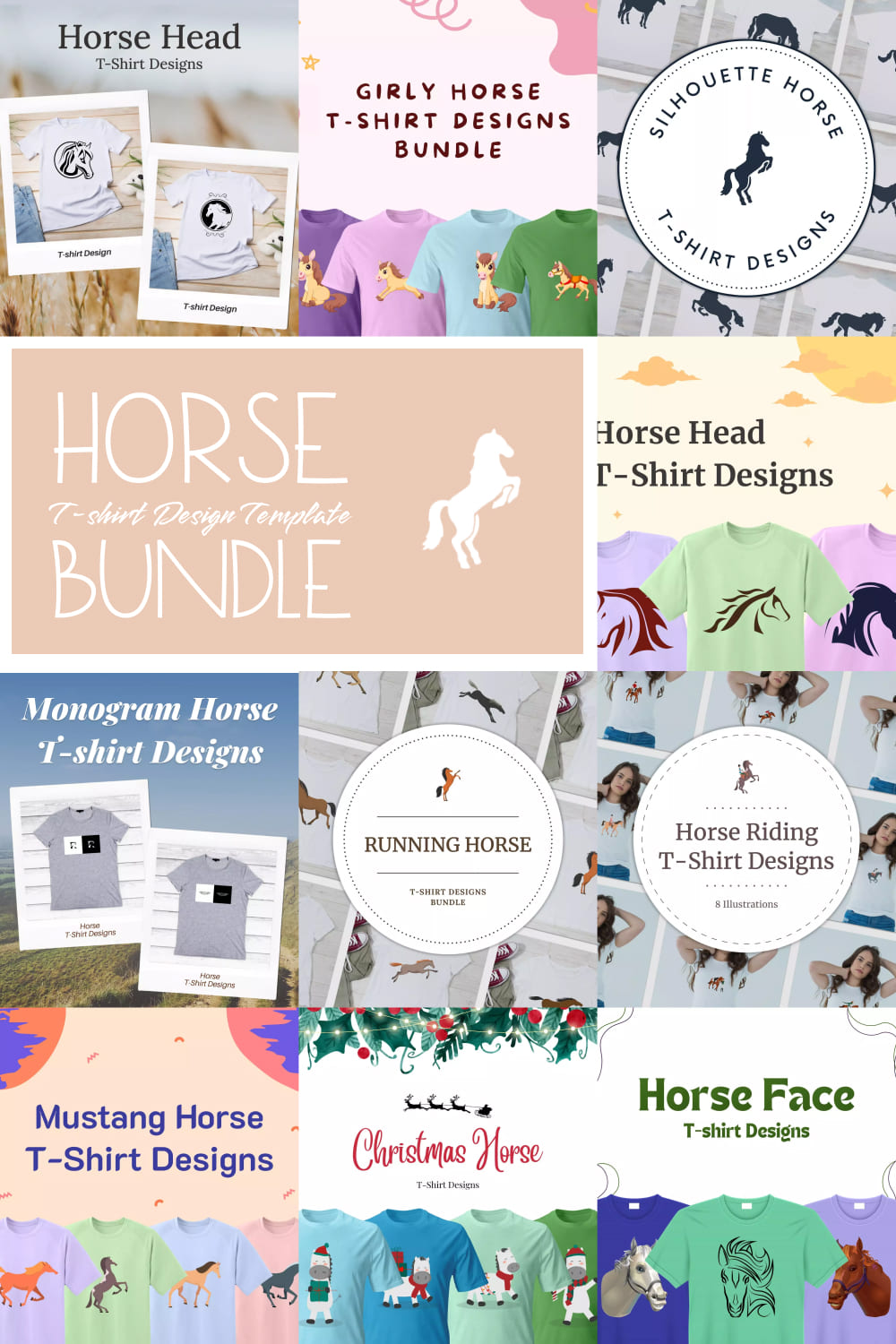 horse t shirt design templates bundle pinterest 820