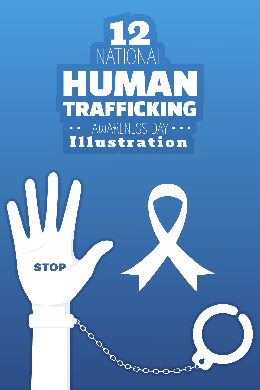 12 Human Trafficking Awareness Day Illustration - pinterest image preview.