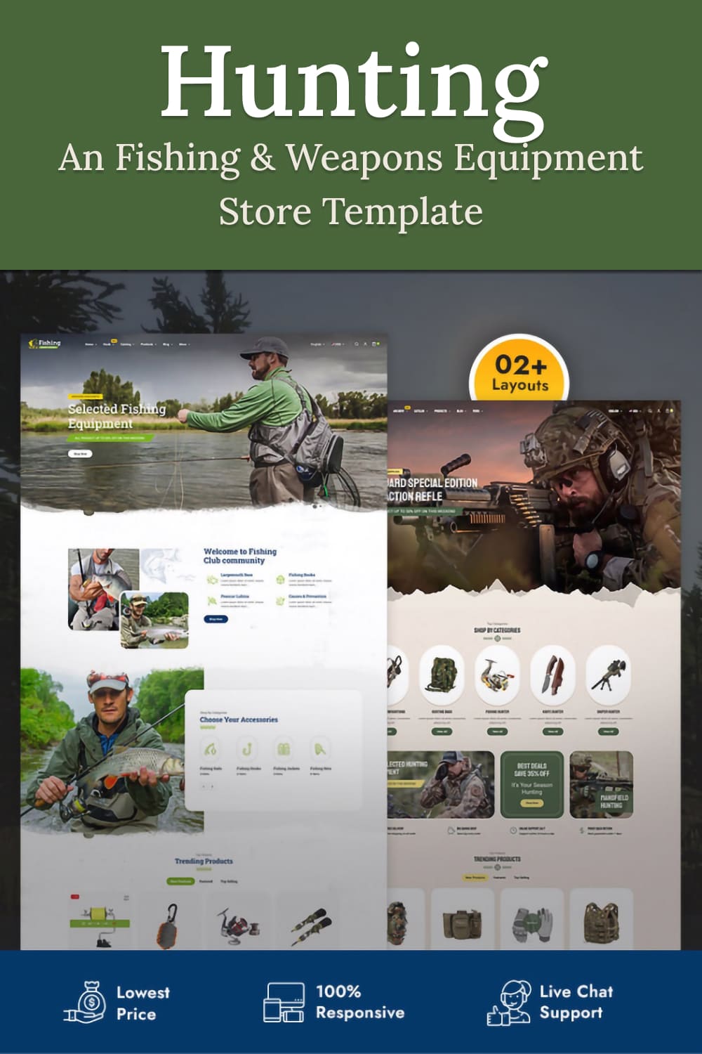 Hunting - An Fishing & Weapons Equipment Store Template - Multipurpose Shopify 2.0 Theme - Pinterest.