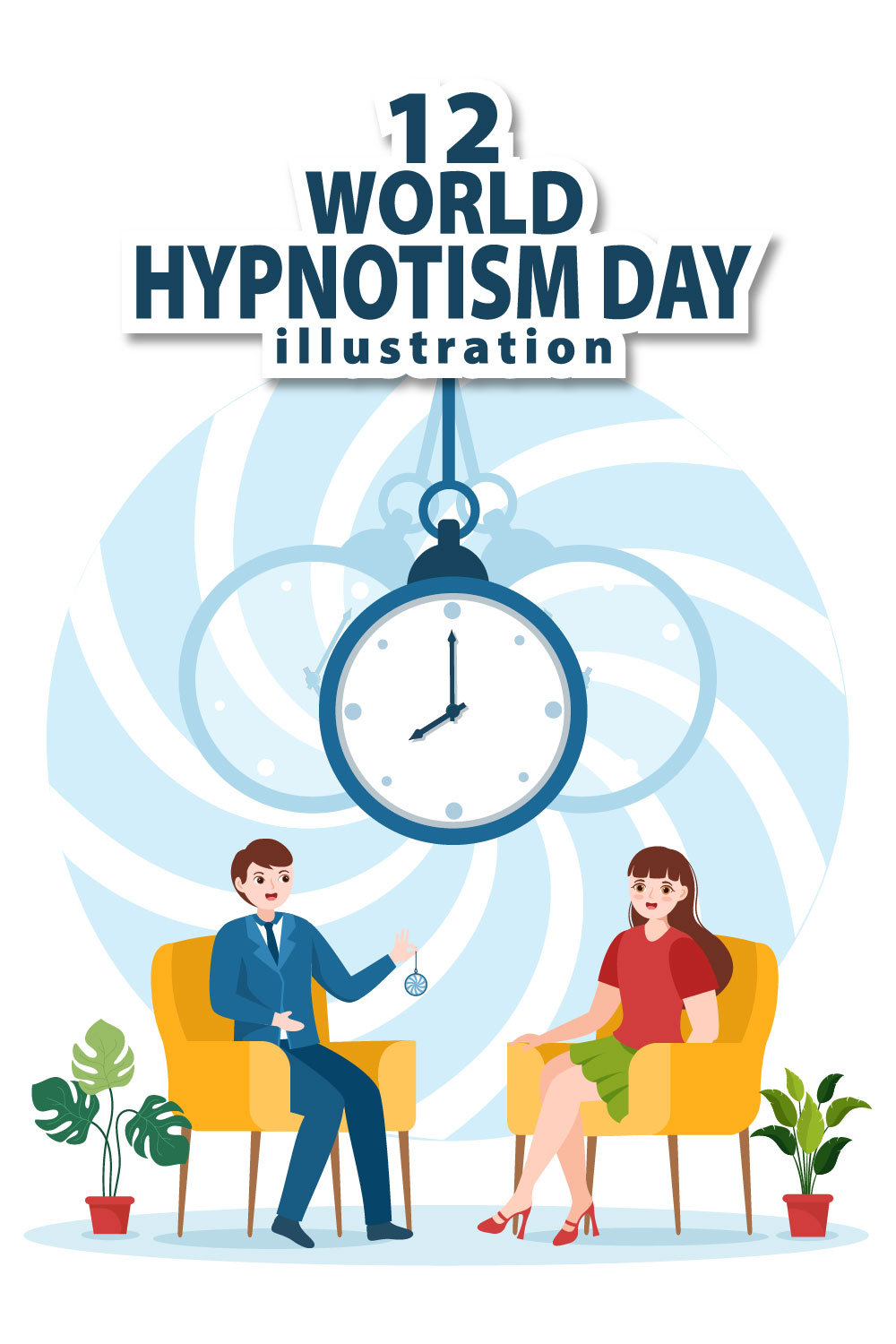 World Hypnotism Day Illustration pinterest image.