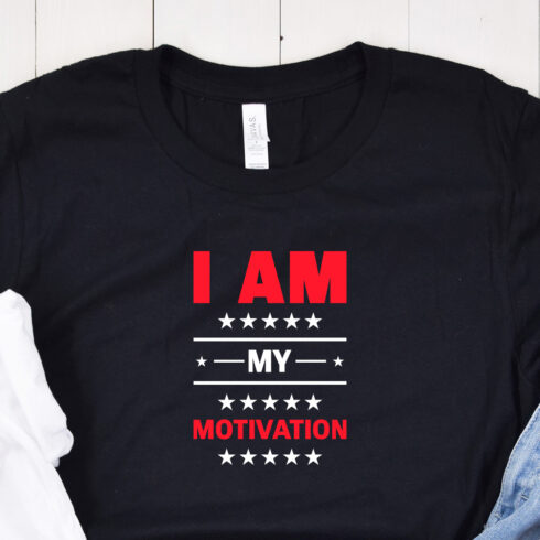 I am My Motivation Typography T-Shirt Design example mockup.