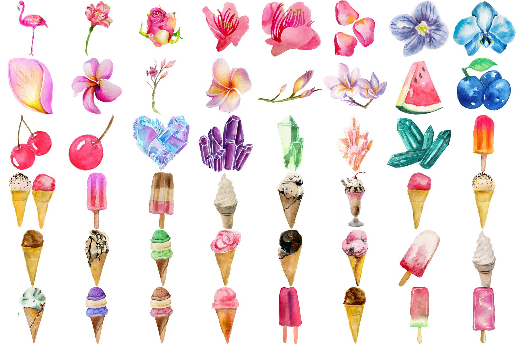 Ice creams with the flowers.