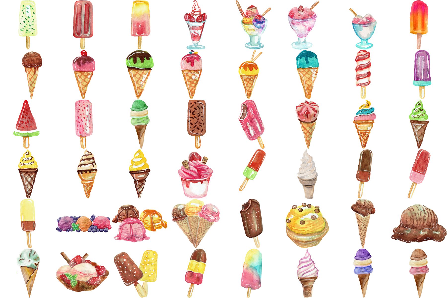 So tasty and colorful ice creams pack.