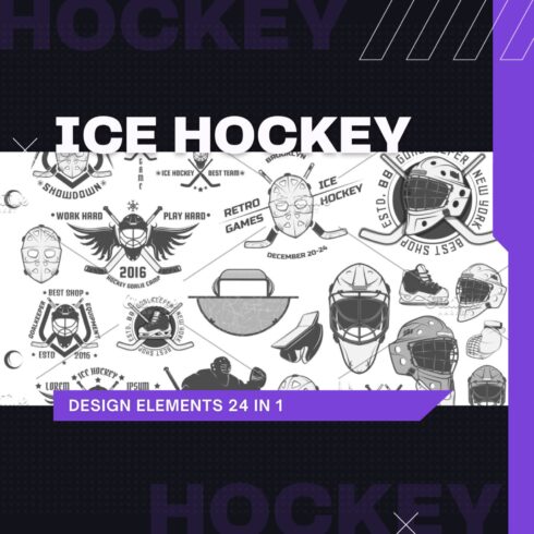 24 In 1 Ice Hockey Design Elements.
