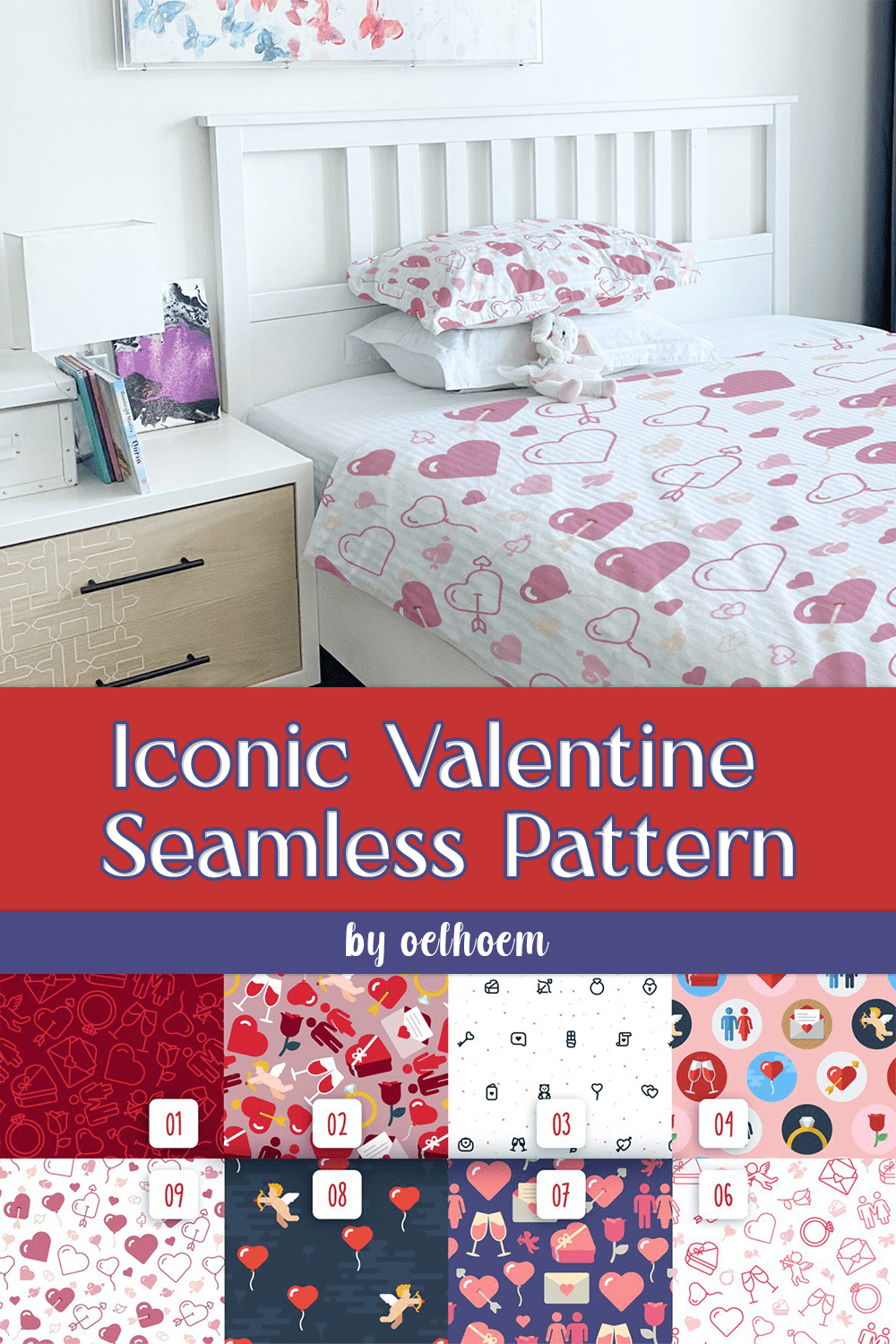Iconic Valentine Seamless Pattern - Pinterest.