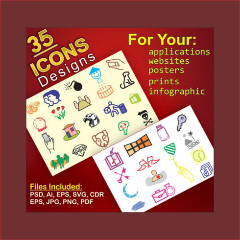 35 Icons Designs Set main cover.