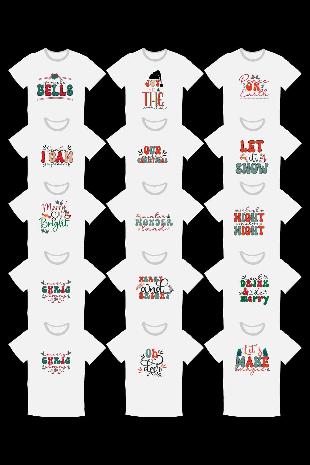 Merry Christmas T-shirt Designs Graphic pinterest image.