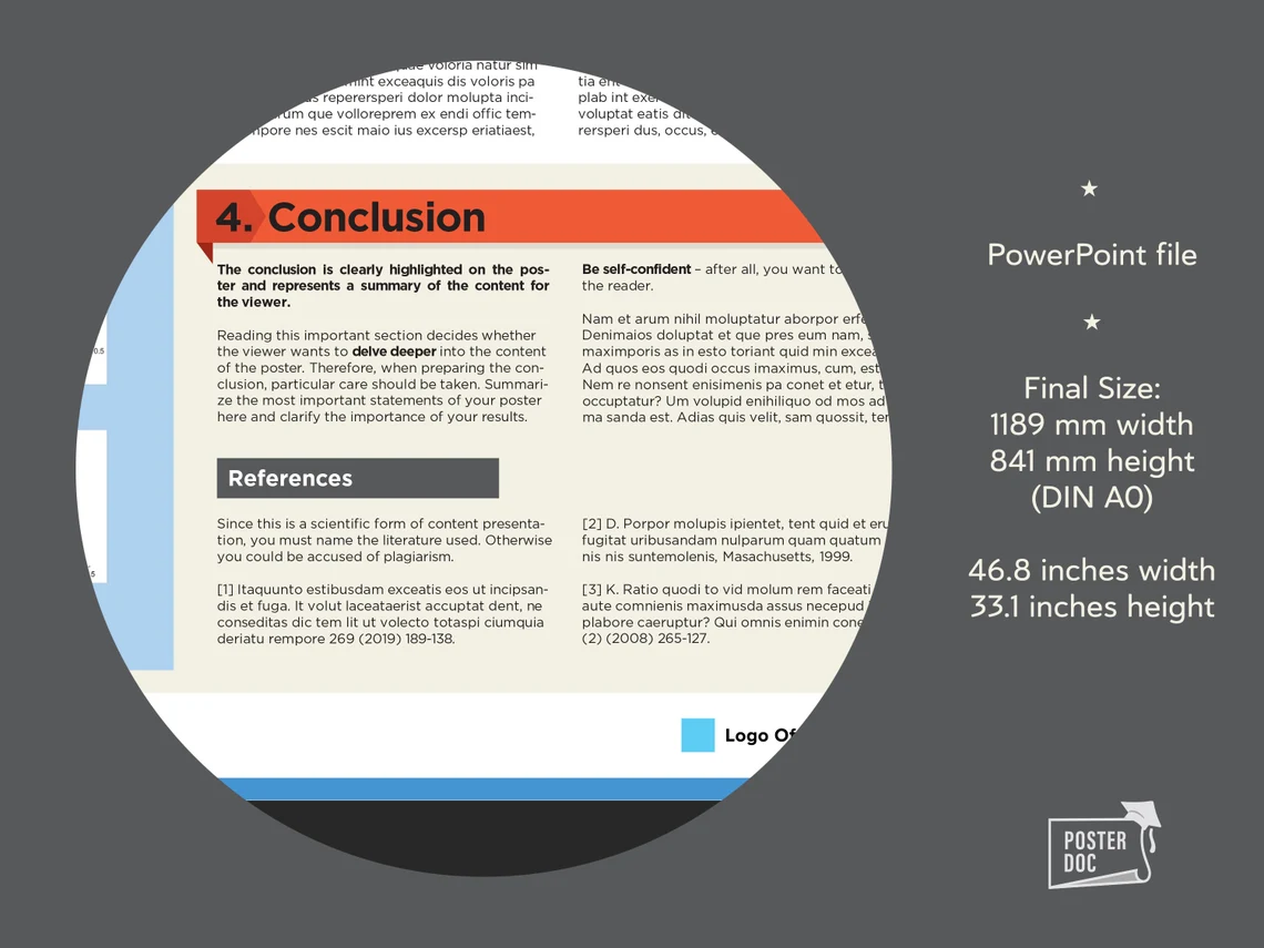 Slide of science poster with conclusion in round shape.