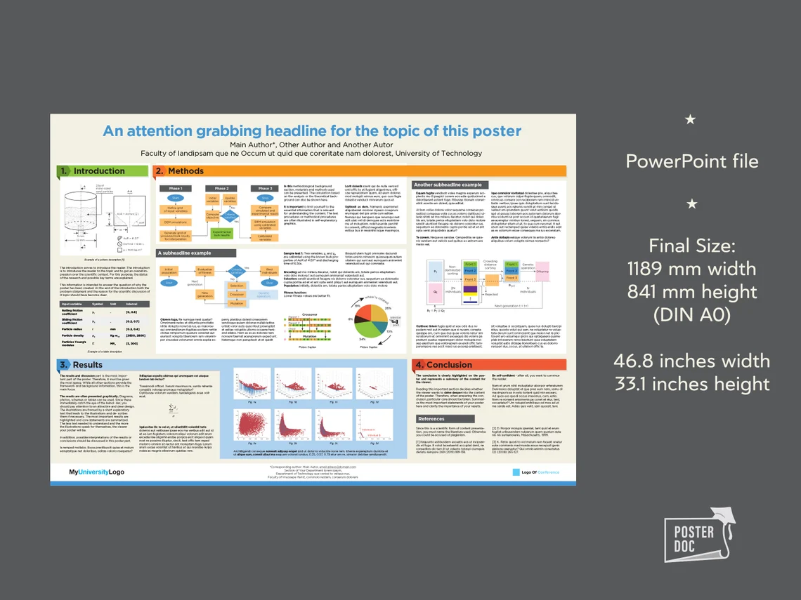 Full version of science poster slide on a gray background.