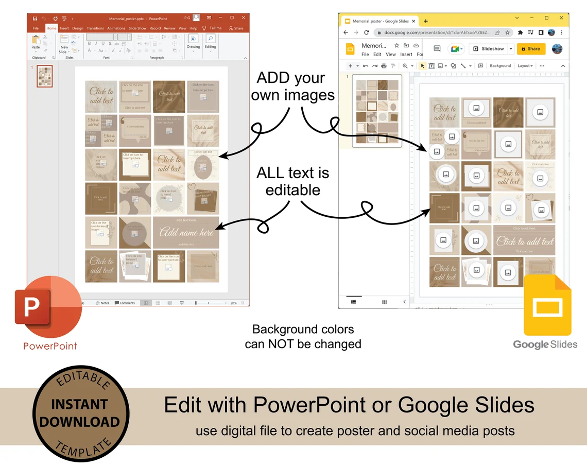 An example of customize your collage of photos in powerpoint or Google Slides.
