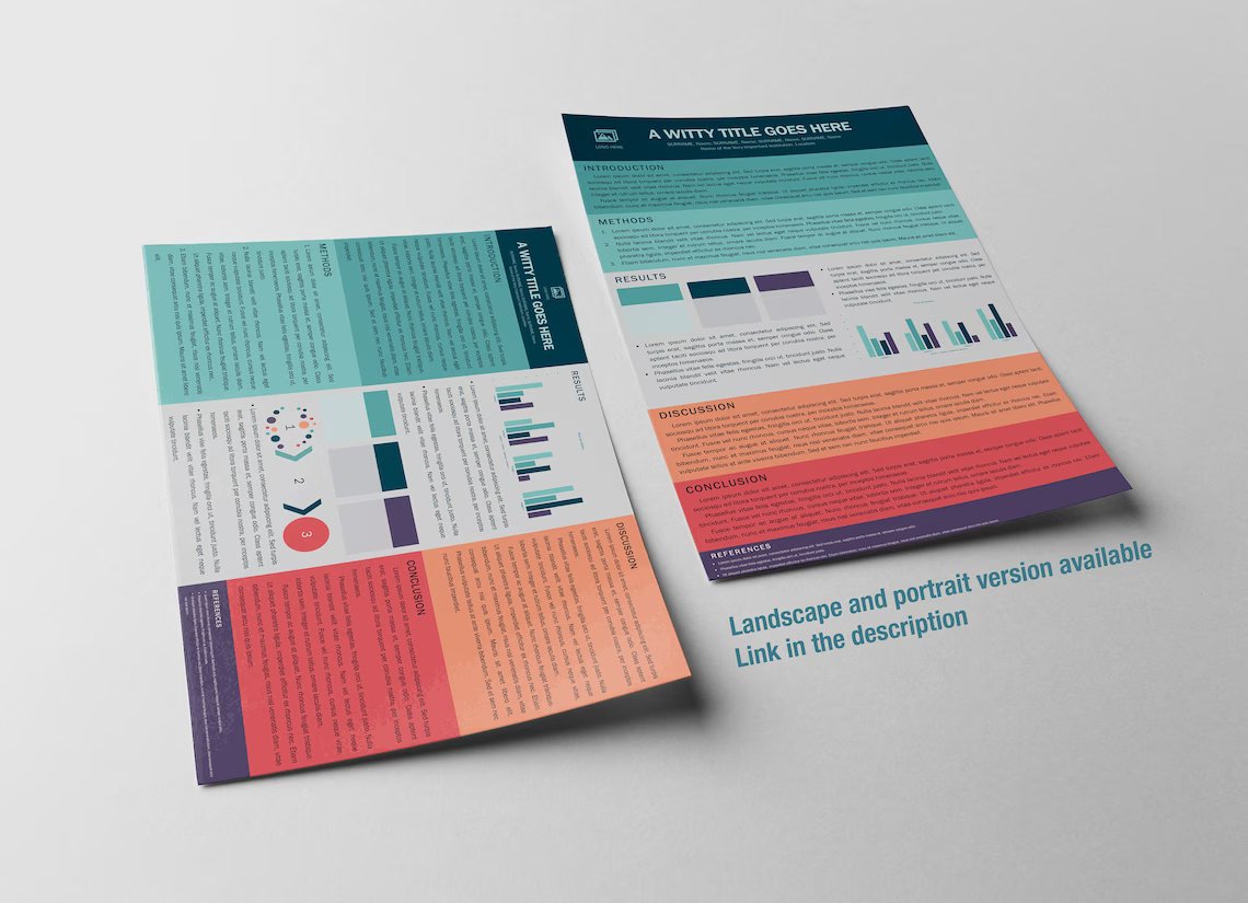2 examples of horizontal and vertical science poster templates.