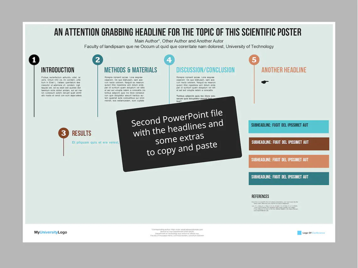 Template of science poster presentation with 5 titles.