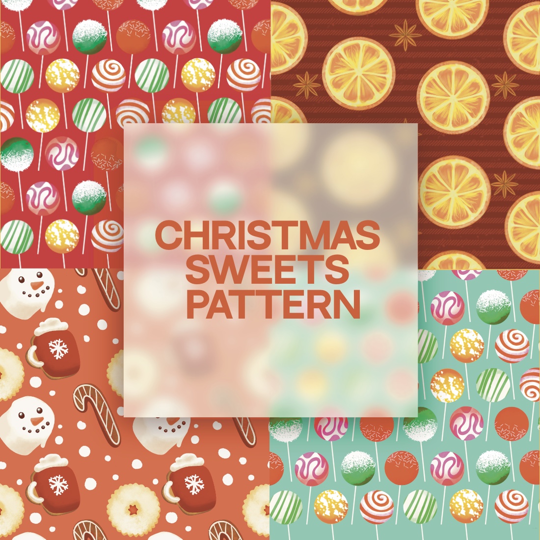 Sweets Christmas Colorful Pattern Design cover image.