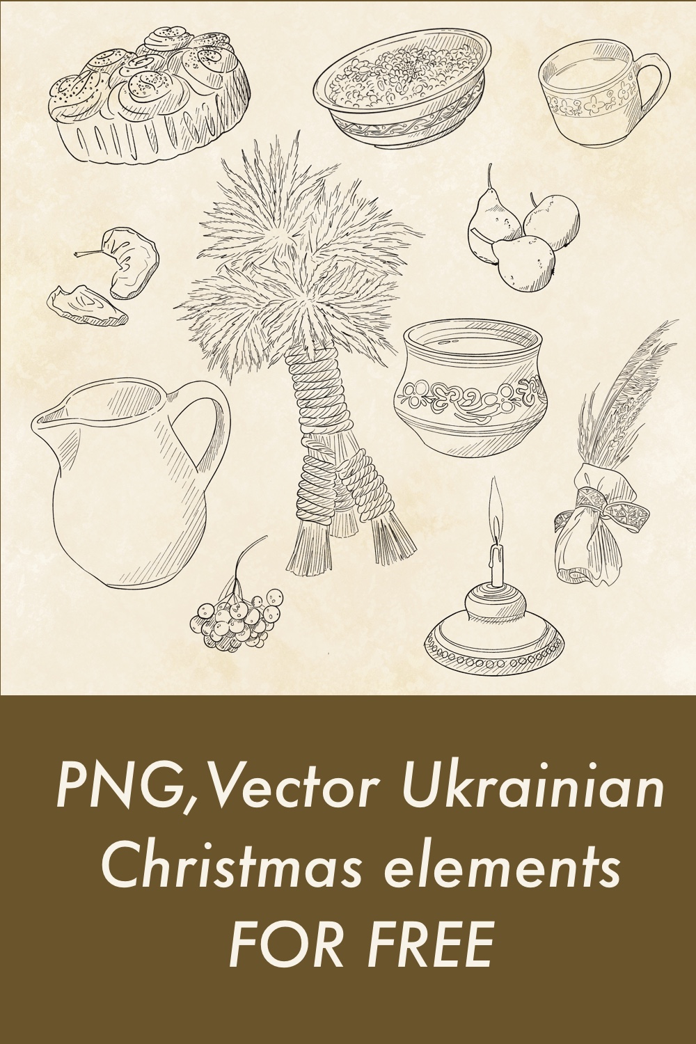 Free Vector Christmas Ukrainian Elements - Pinterest image preview.