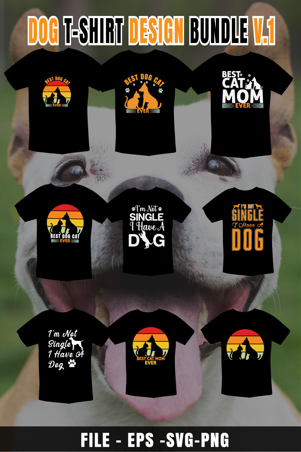 Dog Lover T-shirt Design Bundle pinterest image.