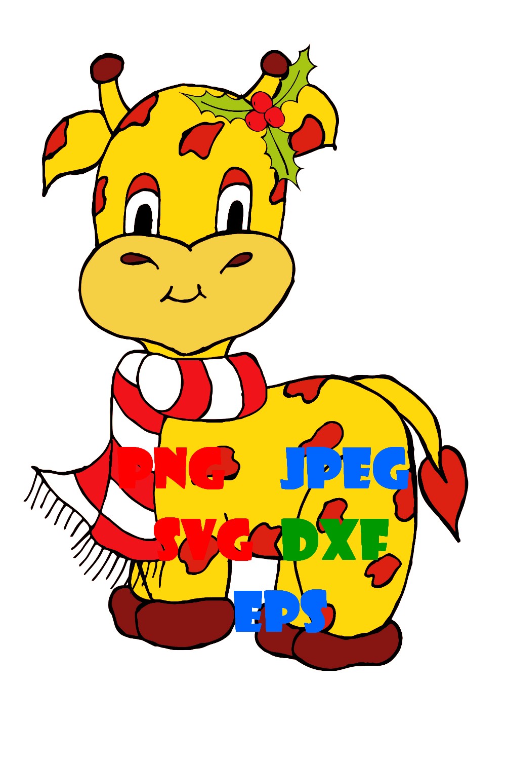 Christmas Sticker Giraffe Cute - pinterest image preview.