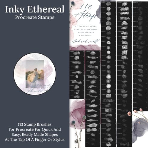 Inky Ethereal Procreate Stamps - main image preview.