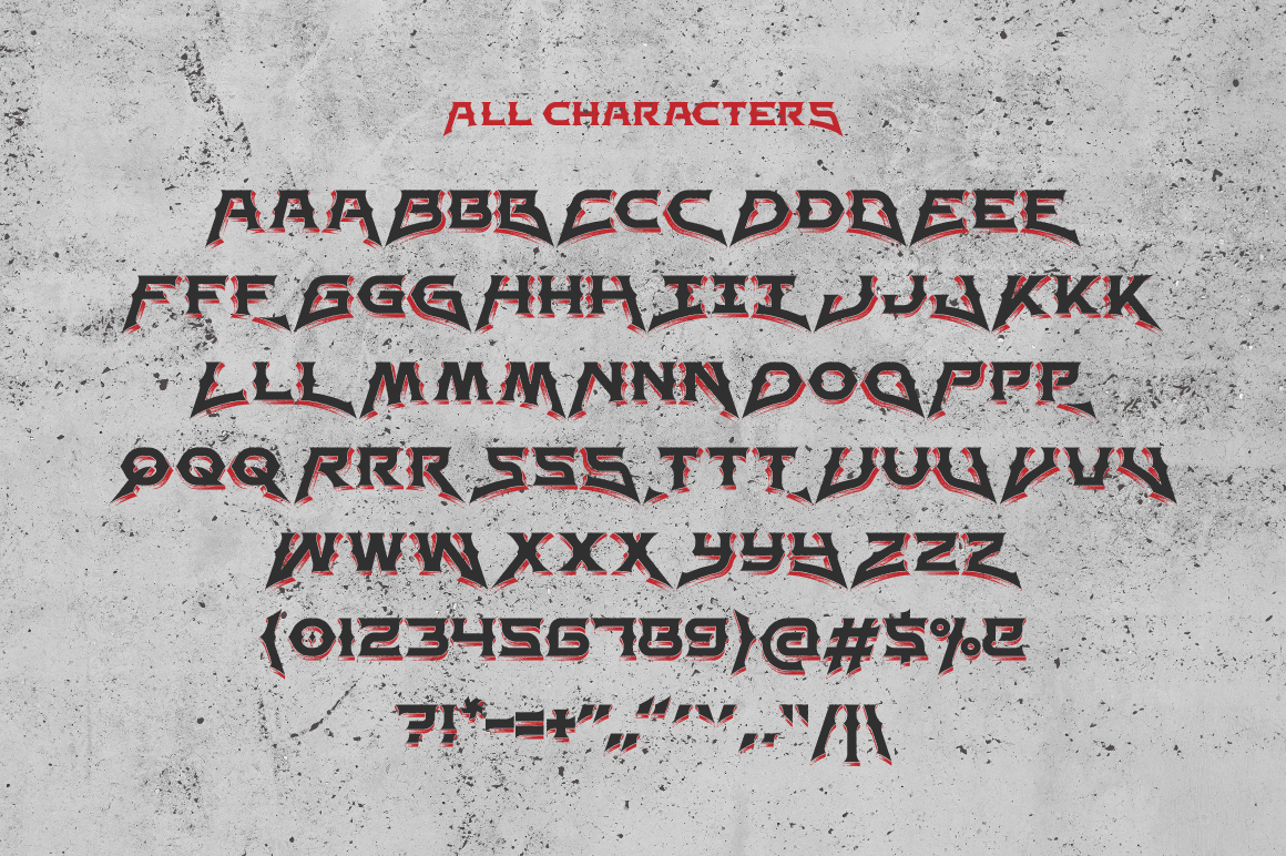 An image showcasing the symbols of the beautiful Insane Fear font.