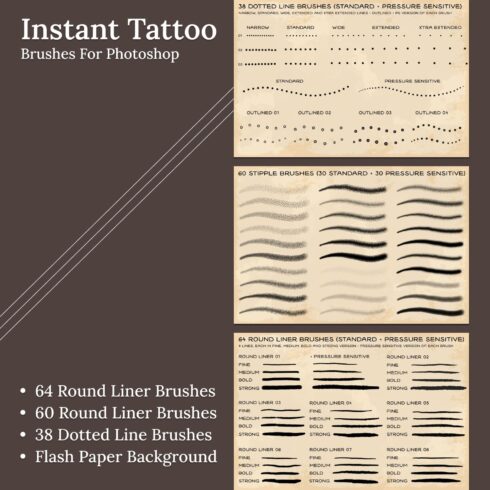Instant Tattoo Brushes For Photoshop.
