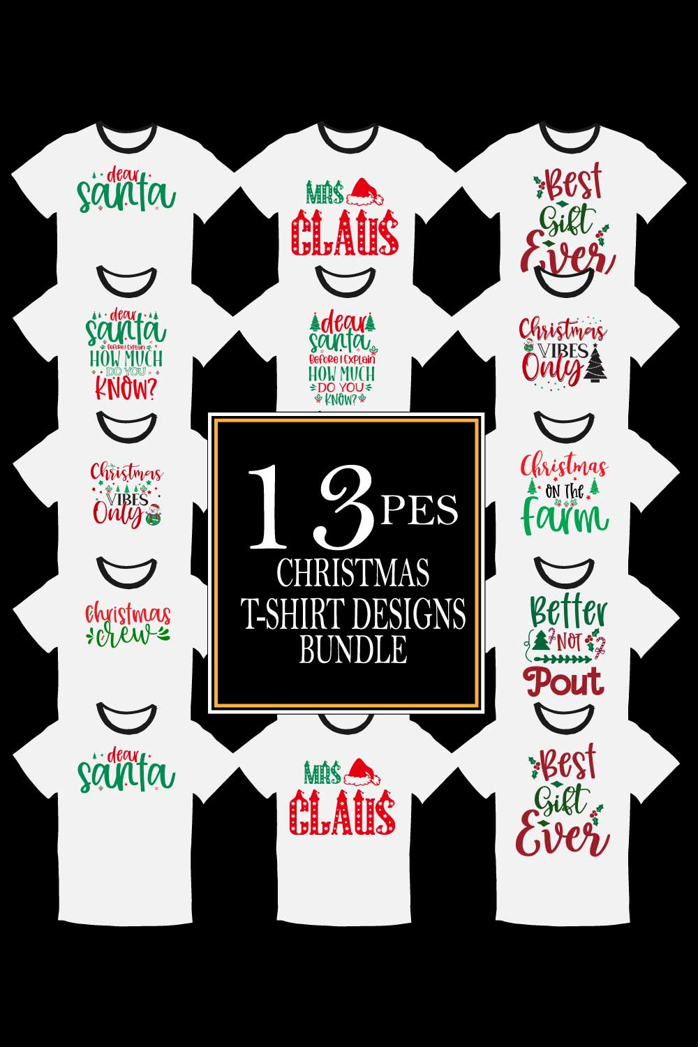 T-shirt Merry Christmas Print Ready Designs pinterest image.