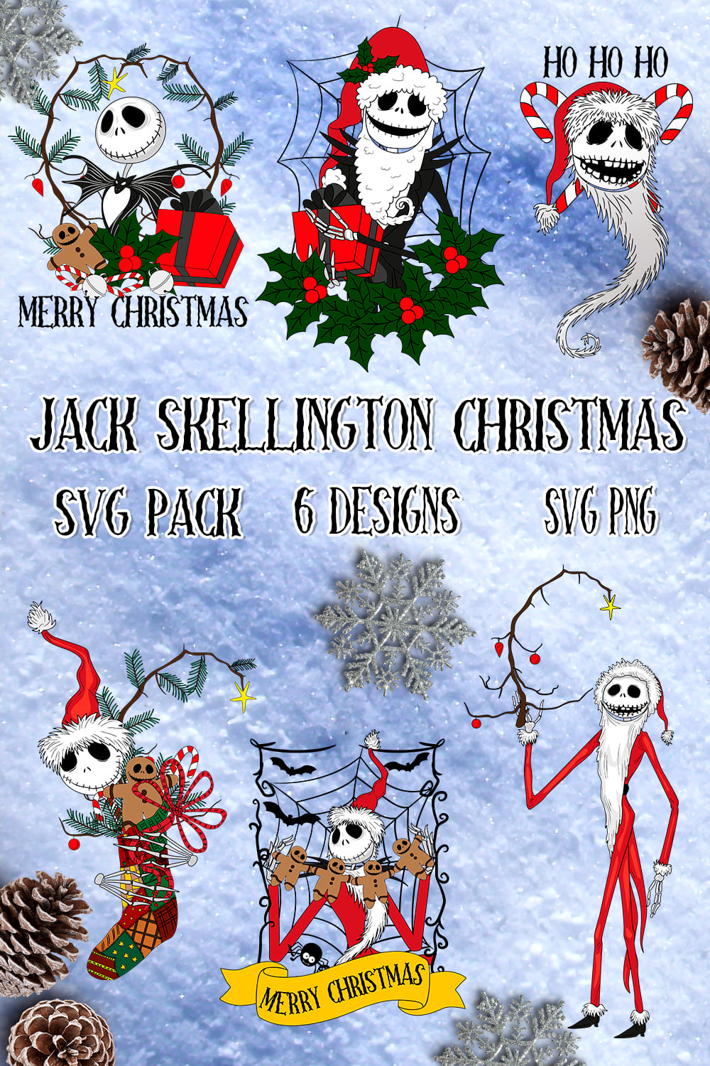 Jack Skellington Christmas SVG - pinterest image preview.