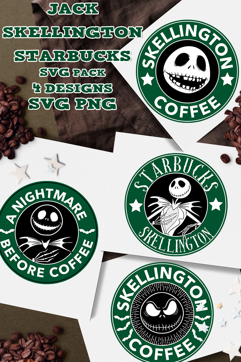 Jack Skellington Starbucks SVG - pinterest image preview.