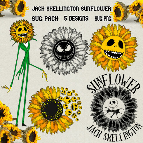 Jack Skellington Sunflower SVG - main image preview.