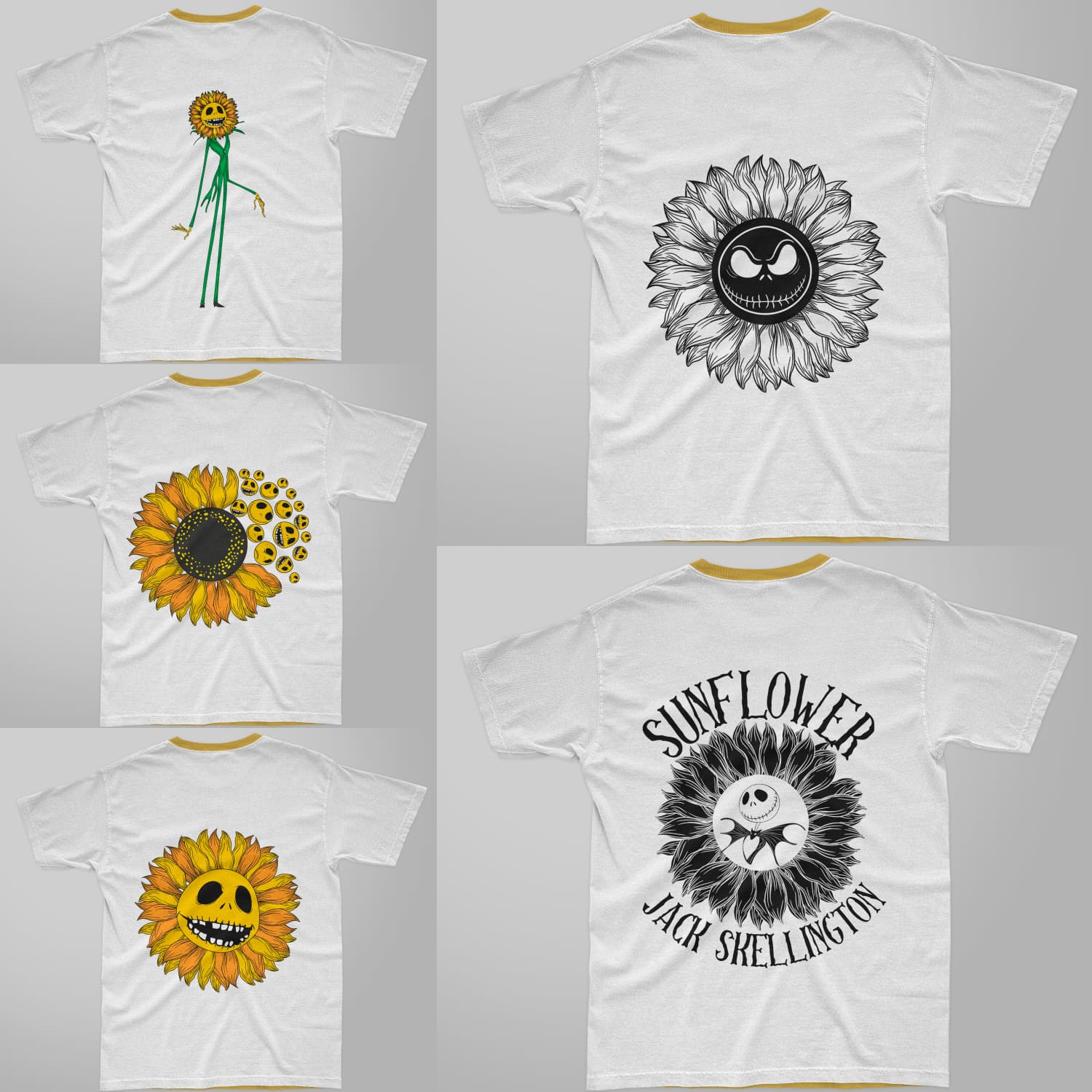 Jack Skellington Sunflower Svg T-shirt Design Cover.