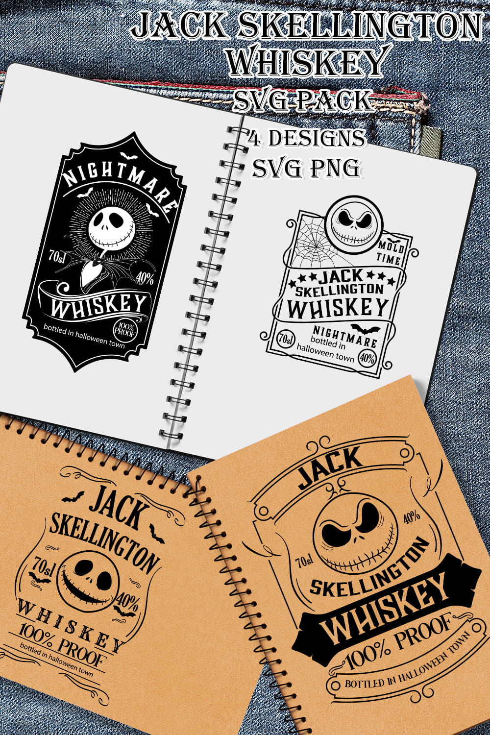 Jack Skellington Whiskey SVG - pinterest image preview.