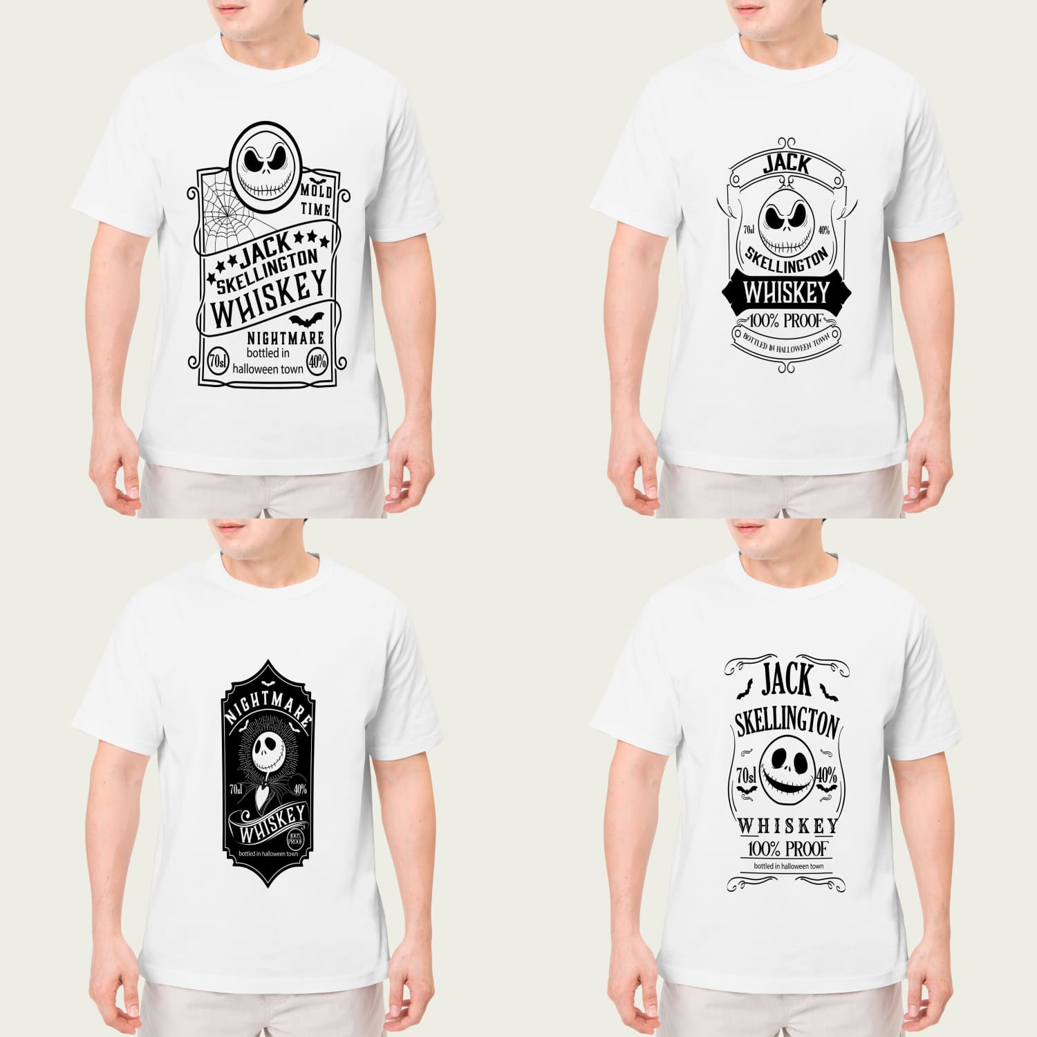 Jack Skellington Whiskey Svg T-shirt Design Cover.