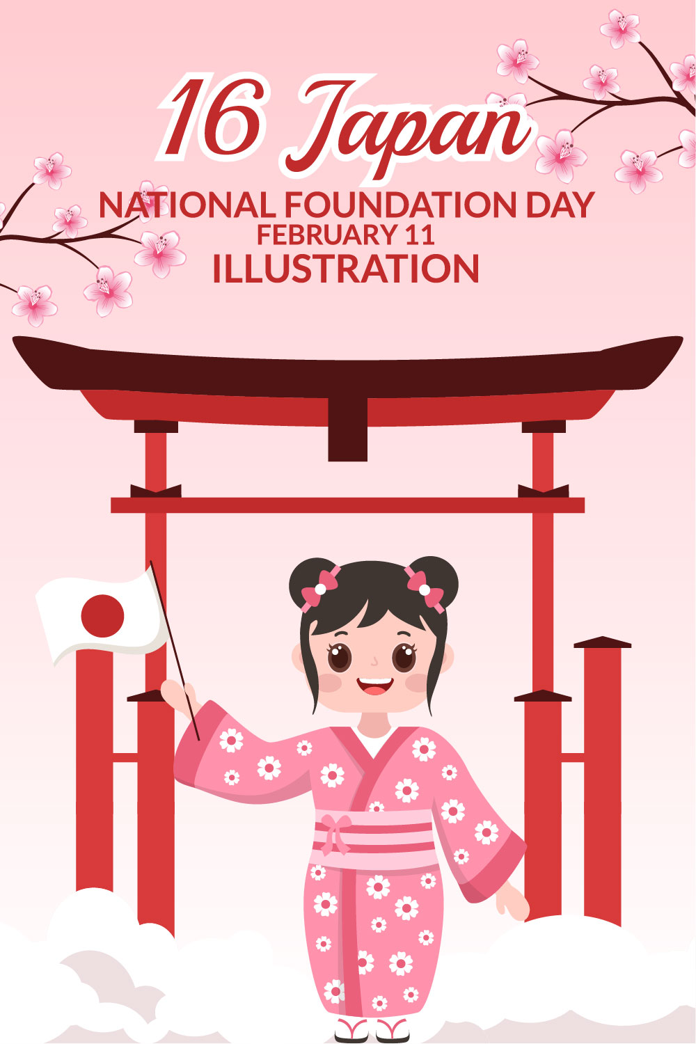 16 Japan National Foundation Day Illustration - pinterest image preview.