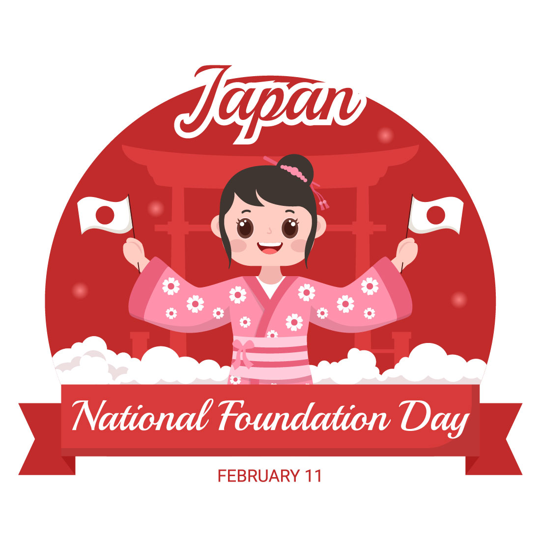 16 Japan National Foundation Day Illustration created by.