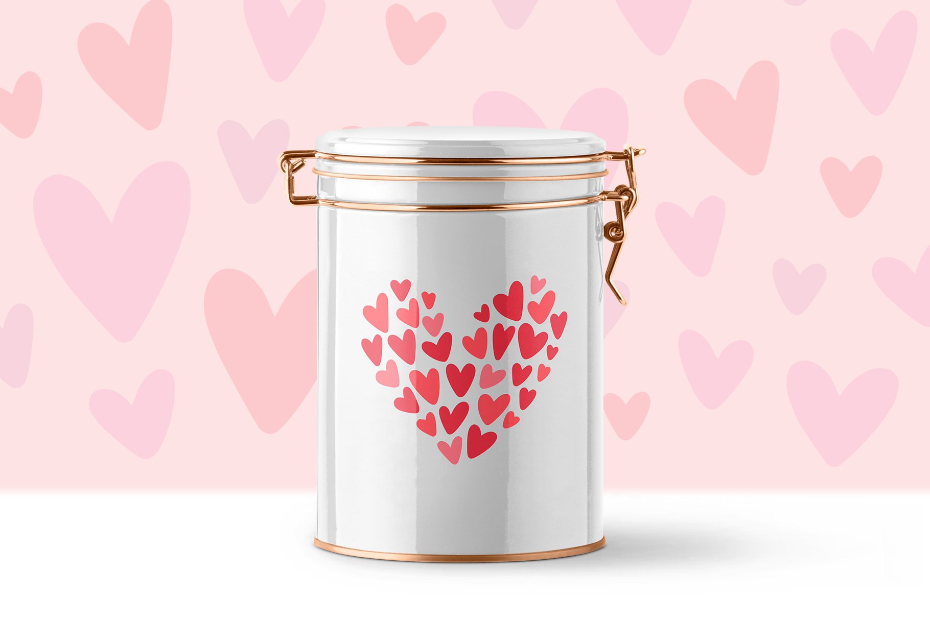 Cute jar with hearts preview design.