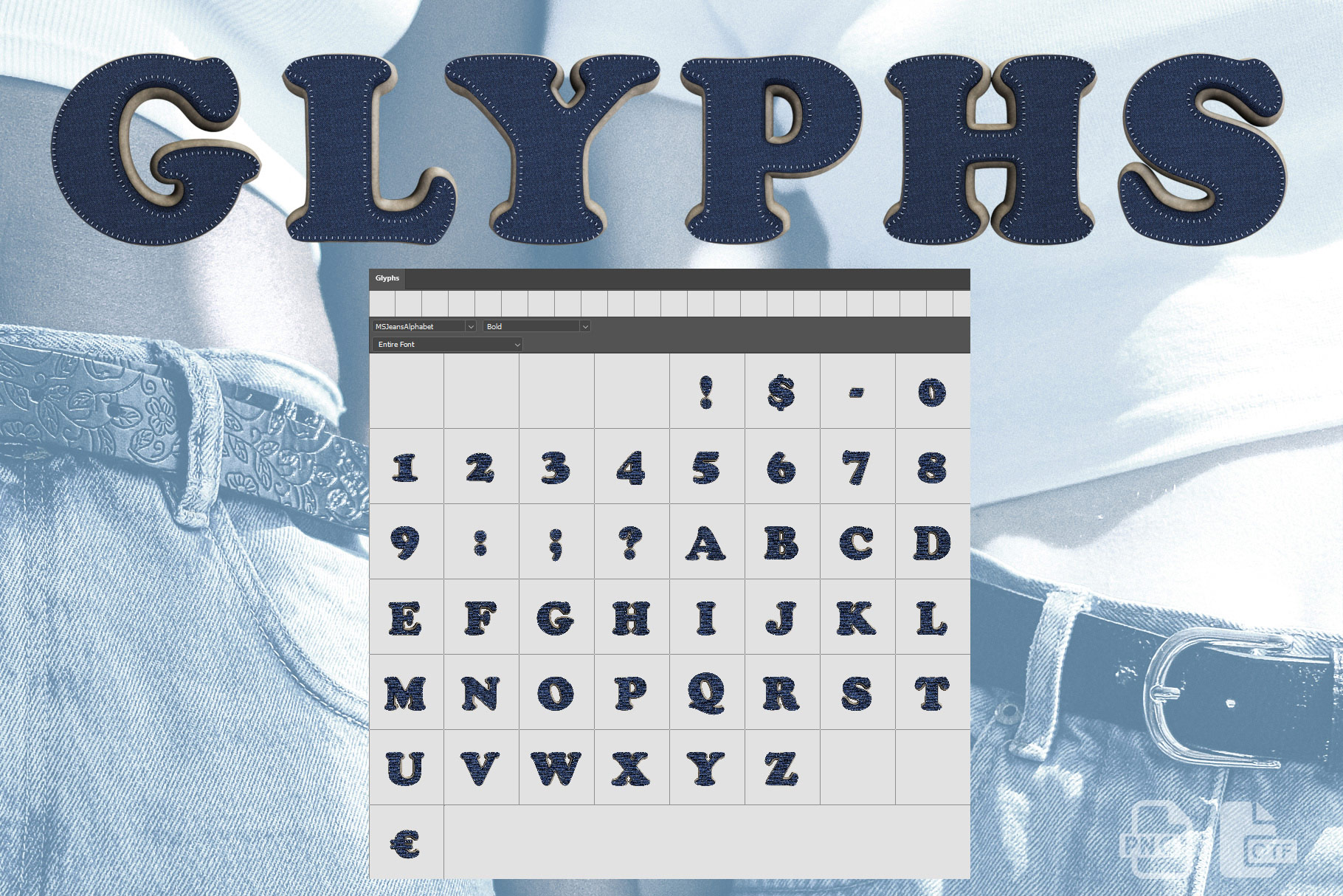 Here you will find the glyphs elements preview.