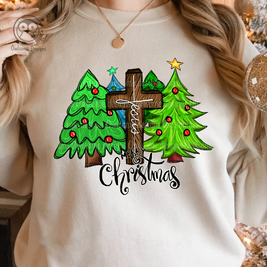 Sweetshot Jesus Merry Christmas Sublimation Design preview image.