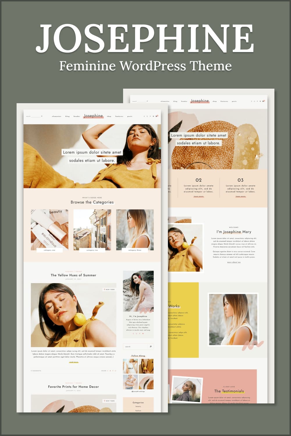 Josephine - Feminine WordPress Theme - Pinterest.