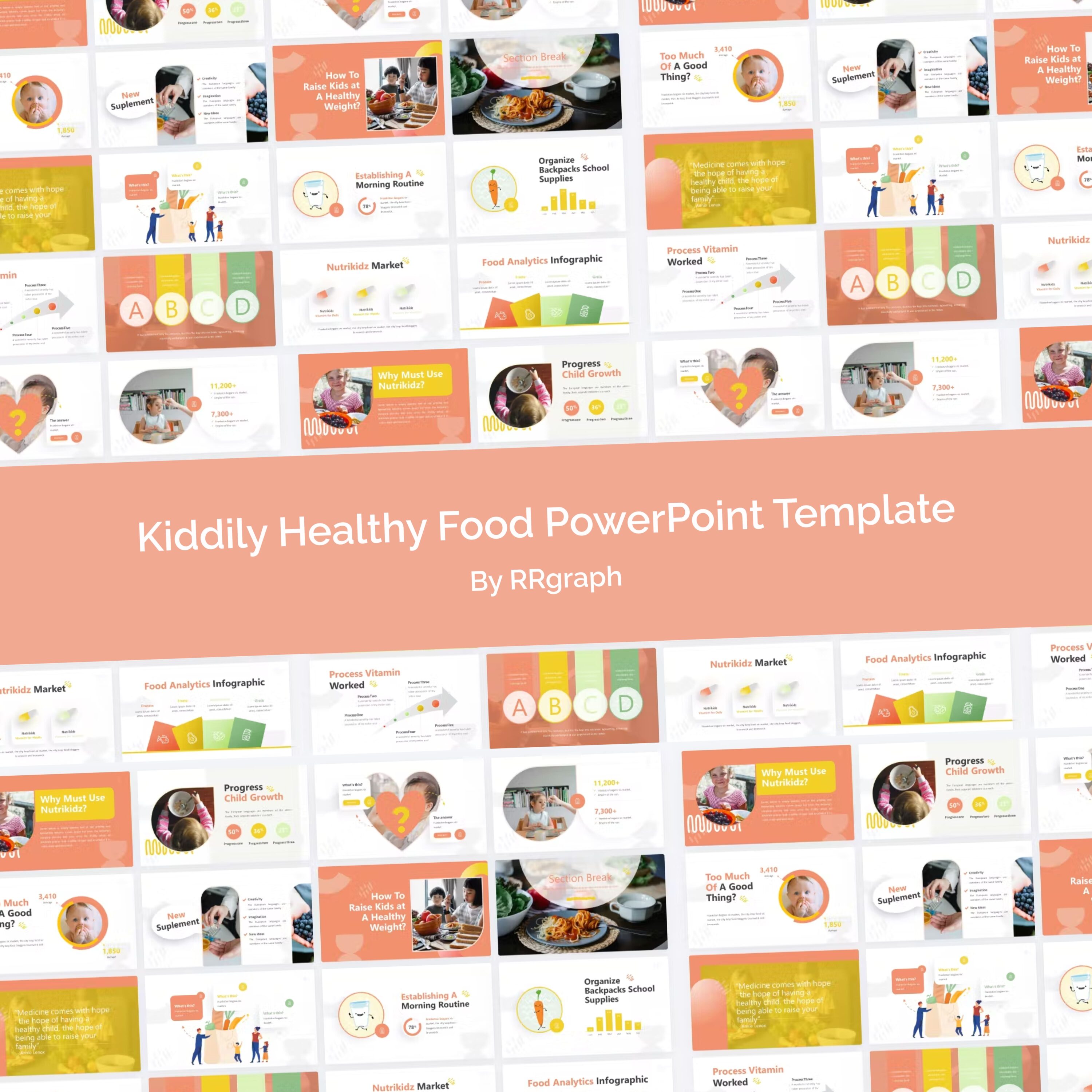 Kiddily Healthy Food PowerPoint Template - main image preview.